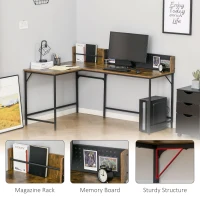HOMCOM L Shape Computer Desk with Large Tabletop, Industrial Corner Desk for Small Space, Home, Office, Study, Rustic Brown(m-6)