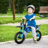HOMCOM 12" Kids Balance Bike, No Pedal Training Bicycle w/ Air Filled Tyres, Soft Handlebar, PU Seat, for Ages 3-6 Years - Blue(m-2)
