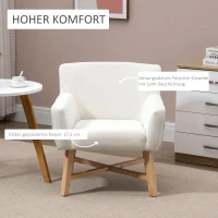 HOMCOM Krzesło do jadalni z podłokietnikami Krzesło do salonu o nowoczesnym designie,  kremowe(m-4)