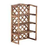 Outsunny 3-Tier Wooden Flower Stand Plant Holder Shelf Display Rack Pots Storage Outdoor Indoor  75 x 38 x 120cm(m-1)