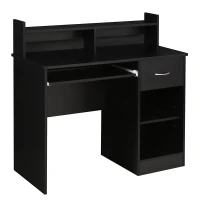 HOMCOM Modern Wooden Computer Desk Workstation with Keyboard Tray, Drawer & Monitor Stand for Home Office, Study(m-10)