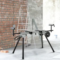 DURHAND Mitre Saw Stand with Extensions, Sawhorse for Cutting Logs, Foldable with Wheels Max Load 150 Kg, Black and Grey(m-9)