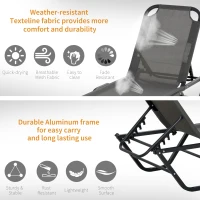 Outsunny Sun Lounger Relaxed Recliner with 5-Position Adjustable Backrest Aluminium Frame for Pool or Sun Bathing Grey(m-4)