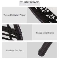 Outsunny Outdoor Indoor Wicker Teardrop Chair with Cushion Rattan Lounger(m-6)