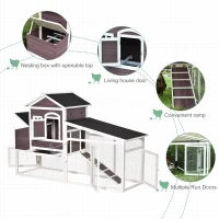 PawHut 200cm Deluxe Chicken Coop Small Animal Rabbit Habitat Hen House with Outdoor Run Resting Nesting Box Removable Tray Waterproof Asphalt Roof Lockable Door(m-7)