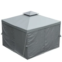 Outsunny 3 x 3 m Garden Gazebo Double Roof Marquee Patio Wedding Party Tent Canopy Shelter with Sidewalls, (Dark Grey)(m-8)