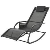 Outsunny Breathable Mesh Rocking Chair Patio Rocker Lounge for Indoor & Outdoor Recliner Seat w/ Removable Headrest for Garden and Patio(m-1)