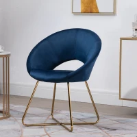 HOMCOM Modern Accent Chair Velvet Upholstered Mid-Century Leisure Lounge Armchair with Golden Base for Living room Bedroom Dinning Room Blue(m-6)