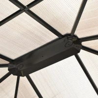 Outsunny 4 x 3.6(m) Hardtop Gazebo Canopy with Polycarbonate Roof and Aluminium Frame, Garden Pavilion with Mosquito Netting and Curtains(m-9)