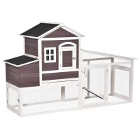 PawHut 200cm Deluxe Chicken Coop Small Animal Rabbit Habitat Hen House with Outdoor Run Resting Nesting Box Removable Tray Waterproof Asphalt Roof Lockable Door(m-11)