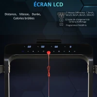 HOMCOM Tapis électrique de course pliable 1-12 Km/h 600 W écran LED multifonction 12 programmes noir(m-6)