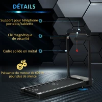 HOMCOM Tapis électrique de course pliable 1-12 Km/h 600 W écran LED multifonction 12 programmes noir(m-5)