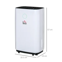HOMCOM Deumidificatore da 25L 3 Modalità e 2 Velocità Timer 24h Design Silenzioso 33.5x23x57cm Bianco(m-3)