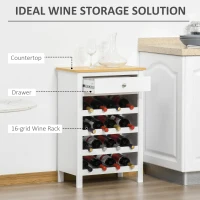 HOMCOM Modern Wine Cabinet Cupboard with 16-Bottle Wine Rack, Kitchen Sideboard with drawer for Living & Dining Room, Home Bar, White(m-4)