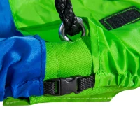 Outsunny Nest Swing with Tent Ø100 cm Garden Swing with Door and Window Disc Swing Children's Swing Kids Round Swing up to 200 kg Load Metal Green+Blue(m-5)