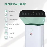 HOMCOM Deumidificatore da 25L 3 Modalità e 2 Velocità Timer 24h Design Silenzioso 33.5x23x57cm Bianco(m-7)
