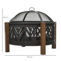 Outsunny Brasero boule de feu grille couvercle tisonnier métal(m-3)