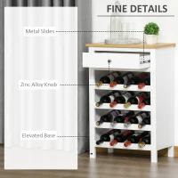 HOMCOM Modern Wine Cabinet Cupboard with 16-Bottle Wine Rack, Kitchen Sideboard with drawer for Living & Dining Room, Home Bar, White(m-5)