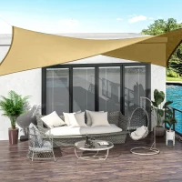 Outsunny Vela de Sombra Retangular 4x6 m Toldo Vela de HDPE com Proteção UV Aneis em Forma de D e Cordas para Jardim Pátio Piscina Areia(m-2)
