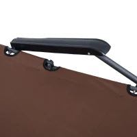 Outsunny Espreguiçadeira Reclinável  Dobrável com Encosto Ajustável Apoio de Braço  Apoio para os Pés Carga 136 kg 135x60x89 cm Marrom(m-10)