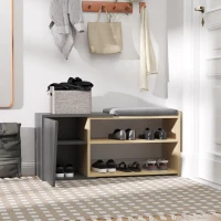 HOMCOM Scarpiera Salvaspazio Moderna per 8 Paia di Scarpe 104x37x47cm - Color Rovere e Antracite(m-6)