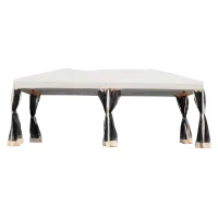 Outsunny Tenda Dobrável para Jardim com 6 Cortinas Rede Mosquiteira e Bolsa de Transporte 591x297x255 cm Creme e Preto(m-1)