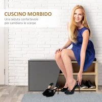 HOMCOM Scarpiera Salvaspazio Moderna per 8 Paia di Scarpe 104x37x47cm - Color Rovere e Antracite(m-4)