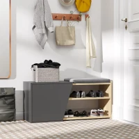 HOMCOM Scarpiera Salvaspazio Moderna per 8 Paia di Scarpe 104x37x47cm - Color Rovere e Antracite(m-2)