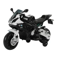 HOMCOM Moto Elettrica per Bambini 3-8 Anni con Licenza BMW, Velocità 2.5-5Km/h, Motocicletta Elettrica con Batteria 12V, Rotelle e Luci, 110x47x69 cm, Nero e Bianco(m-1)