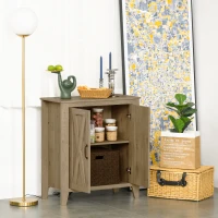 HOMCOM Buffet de Cuisine avec 2 Portes Style Rural Chic Placard avec étagère en Bois Aspect chêne 80I x 40P x 90H cm(m-4)