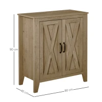HOMCOM Buffet de Cuisine avec 2 Portes Style Rural Chic Placard avec étagère en Bois Aspect chêne 80I x 40P x 90H cm(m-3)