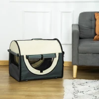 PawHut Geanta de Transport Pliabila pentru caini, Gri, 61x46x51cm(m-2)