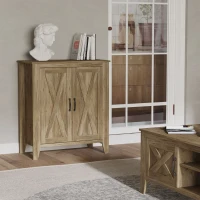 HOMCOM Buffet de Cuisine avec 2 Portes Style Rural Chic Placard avec étagère en Bois Aspect chêne 80I x 40P x 90H cm(m-2)