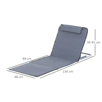Outsunny Set 2 Saltele Plaja Gri – Pliabile cu Spatar Reglabil(m-3)