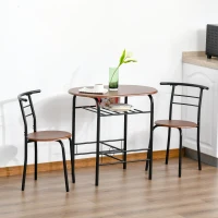 HOMCOM Set de Pranz 3 Piese Masa cu 2 Scaune Maro Lemn si Negru(m-2)