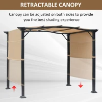 Outsunny Outdoor Retractable Pergola Garden Gazebo with Two Adjustable Side Canopy Overhead Sun Shade Backyard Canopy Cover, Steel Khaki 2.96x2.45x2.3m(m-4)