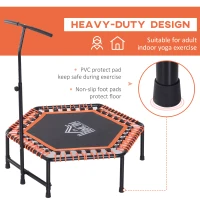 HOMCOM Mini Trampoline W/Adjustable Handle Bar - Black/Orange(m-4)