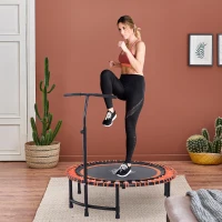HOMCOM Mini Round Steel Frame Trampoline w/ Adjustable Handle -Black/Orange(m-2)