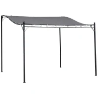 Outsunny 3x3m Freestanding Metal Wall Awning Canopy Grey(m-1)