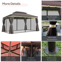 Outsunny Foisor de Gradina pliabil cu Plasa de tantari si Acoperis dublu, 3x4m Cafeniu(m-6)
