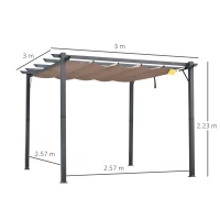 Outsunny Pergola Awning 3x3 m-Brown/Black(m-3)