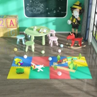 HOMCOM Covor joacă Copii 60x60cm - Set 8 Bucăți, Material Izolant, Rezistent la Umiditate, Colorat(m-1)