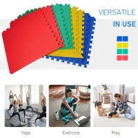 HOMCOM Covor joacă Copii 60x60cm - Set 8 Bucăți, Material Izolant, Rezistent la Umiditate, Colorat(m-4)