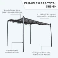 Outsunny 3x3m Freestanding Metal Wall Awning Canopy Grey(m-4)