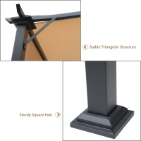 Outsunny Outdoor Retractable Pergola Garden Gazebo with Two Adjustable Side Canopy Overhead Sun Shade Backyard Canopy Cover, Steel Khaki 2.96x2.45x2.3m(m-6)