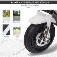 HOMCOM Moto Elettrica per Bambini 6V a 3 Ruote con Luci e Musica, Velocità 3km/h, Età 18-36 Mesi, 87x46x54cm, Bianco(m-6)