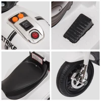 HOMCOM Moto Elettrica per Bambini 6V a 3 Ruote con Luci e Musica, Velocità 3km/h, Età 18-36 Mesi, 87x46x54cm, Bianco(m-9)