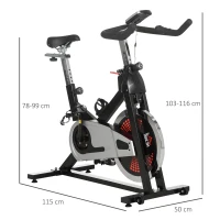 HOMCOM Indoor Exercise Bike, Stationary Bike, Cycling Machine with Adjustable Seat & Resistance, Wheels, 18kg Flywheel, Cup Holder and LCD Monitor(m-3)