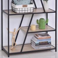 HOMCOM Scaffale Libreria da Parete in Stile Industriale con 9 Ripiani Asimmetrici in Legno e Metallo Nero 80x33x180cm(m-8)