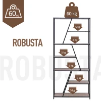 HOMCOM Scaffale Libreria da Parete in Stile Industriale con 9 Ripiani Asimmetrici in Legno e Metallo Nero 80x33x180cm(m-6)